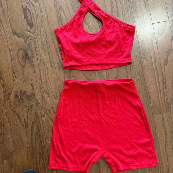 SHEIN High Waisted Red Short Set - Picture 2 of 3